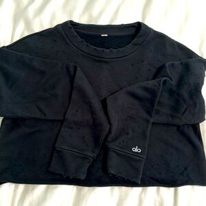 ALO cropped, distressed sweatshirt